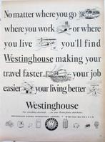 4 vintage advertenties reclames Westinghouse producten 1950, Verzamelen, Merken en Reclamevoorwerpen, Ophalen