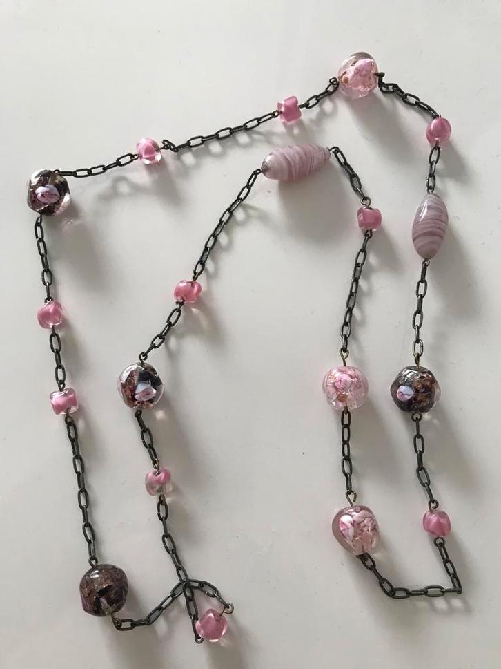Vintage Murano glas ketting kralen, Sieraden, Tassen en Uiterlijk, Antieke sieraden, Ketting, Overige materialen, Verzenden