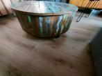 Mooie salontafel van sloophout met bergruimte en op wielen, Huis en Inrichting, Tafels | Salontafels, Ophalen, Overige materialen