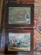 Antieke litho's in eikenlijst, Antiek en Kunst, Kunst | Schilderijen | Klassiek, Ophalen of Verzenden