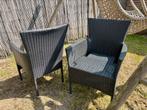 Twee donkergrijze wicker tuinstoelen, Ophalen, Zo goed als nieuw, Wicker, Stapelbaar