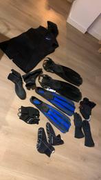 shortywetsuit, 2 vinnen, 2x handschoenen, schoenen, duikkap, Ophalen of Verzenden