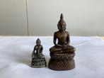 boeddha 2x beeldje brons miniatuur reisboeddha zittend lotus, Ophalen of Verzenden, Zo goed als nieuw
