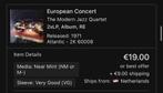 The Modern Jazz Quartet - European Concert - 2xLP, Cd's en Dvd's, Vinyl | Jazz en Blues, 1960 tot 1980, Ophalen of Verzenden, Zo goed als nieuw