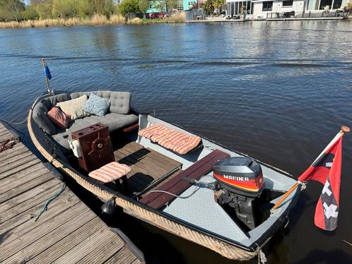 Tukkervlet met kap (klaar voor Sail 2025), Watersport en Boten, Sloepen, Gebruikt, Tot 10 pk, 3 tot 6 meter, Buitenboordmotor