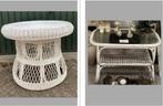 2x Brocante rieten - rotan tafeltje - salontafeltje, Ophalen