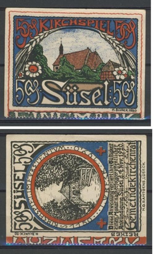 Susel Kirchspiel 50 Pfg 1920 Duits Noodgeld ½ Biljet c-144 j, Postzegels en Munten, Bankbiljetten | Europa | Niet-Eurobiljetten