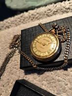 Antieke Horloge aan ketting + romantische afbeelding mechani, Ophalen of Verzenden, Overige materialen