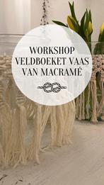 Gezellige macramé workshop veldboeket vaas, Huis en Inrichting, Woonaccessoires | Vazen, Nieuw, Glas, Ophalen