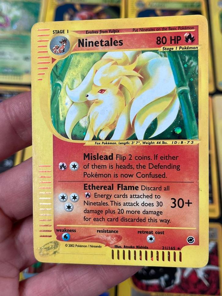 Pokémon Ninetales Holo #21 Expedition TCG Excellent, Hobby en Vrije tijd, Verzamelkaartspellen | Pokémon, Zo goed als nieuw, Losse kaart