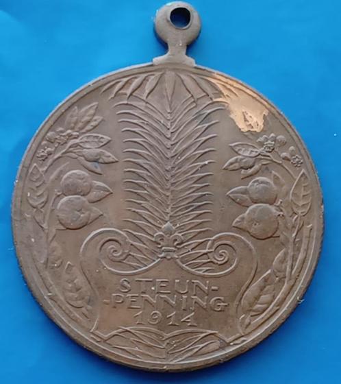 Steunpenning, 1914 [J.C. Wienecke], Postzegels en Munten, Penningen en Medailles, Brons, Nederland, Verzenden