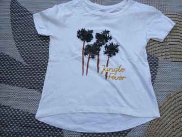Wit t-shirt palmbomen maat 134/140 beschikbaar voor biedingen