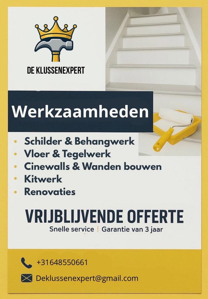 De KlussenExpert – Aannemer & Klusbedrijf voor al uw klussen, Diensten en Vakmensen, Aannemers, Nieuwbouw of Opbouw, Onderhoud of Restauratie
