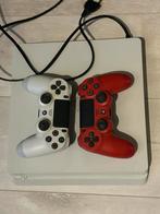 PS4 Slim Wit + 2 Controllers, Spelcomputers en Games, Spelcomputers | Sony PlayStation 4, Met 2 controllers, Ophalen of Verzenden