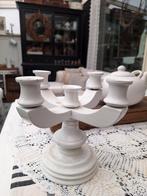 Kandelaar wit hout, Ophalen, Gebruikt, Wit, Hout