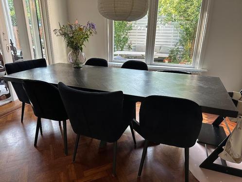 TEAB Set eetkamerstoelen zwart fluweel Goossens, Huis en Inrichting, Stoelen, Gebruikt, Vijf, Zes of meer stoelen, Hout, Stof
