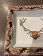 Flamant Porseleinen Asbak met Hertengewei, Porselein of Keramiek, Schaal, Vierkant, Ophalen of Verzenden