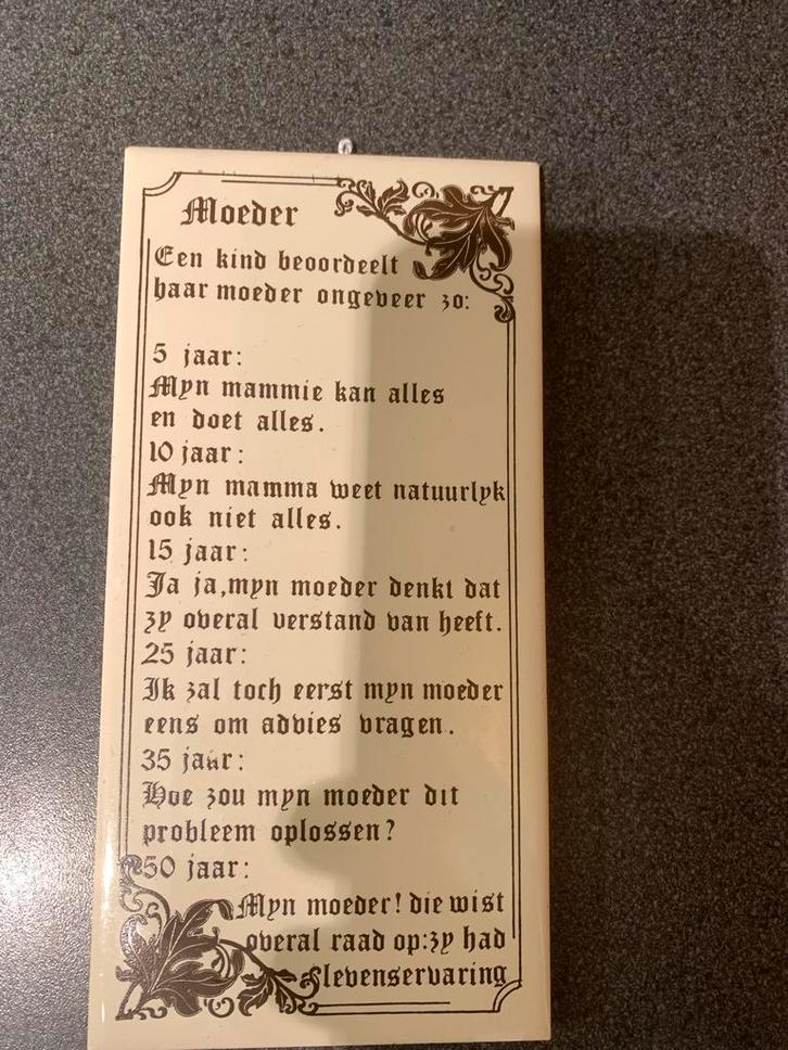 Vintage Muurbordje - Moeder Spreuk, Antiek en Kunst, Antiek | Wandborden en Tegels, Ophalen of Verzenden