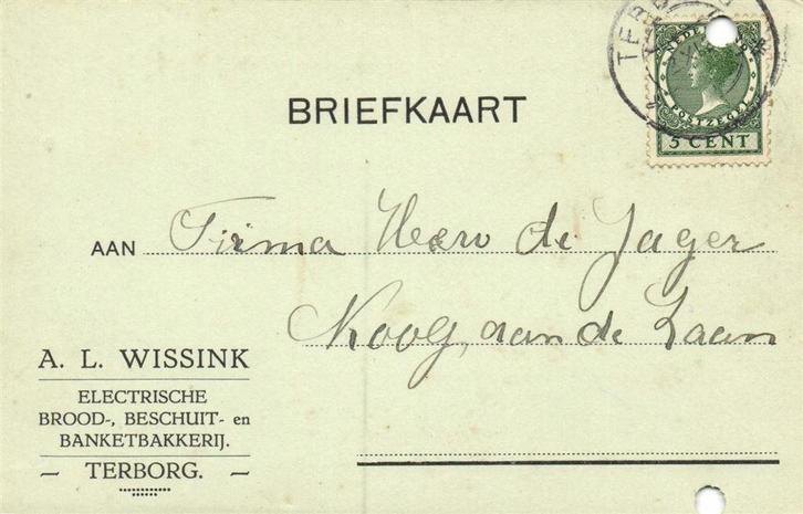 A.L. Wissink, Terborg - 11.1934 - briefkaart, Postzegels en Munten, Brieven en Enveloppen | Nederland, Briefkaart, Ophalen of Verzenden