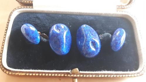 Oude Manchetknopen Lapis Lazuli?  GRATIS Verzending., Sieraden, Tassen en Uiterlijk, Antieke sieraden, Manchetknopen, Overige materialen