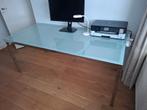 Modern bureau, glazen blad, RVS frame, Ophalen, 50 tot 100 cm, Zo goed als nieuw, Glas