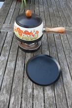 fondupan of brander met bloemen, Ophalen of Verzenden, Gebruikt, Rvs, Pannenset
