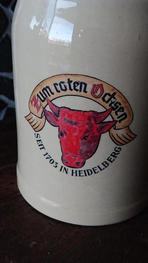 Gasthaus Zum Roten Ochsen German stoneware bierpul, Antiek en Kunst, Curiosa en Brocante, Ophalen of Verzenden