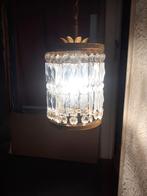 Jaren 60 70 design hanglamp goudkleurig geslepen glas retro, Gebruikt, ?, Glas, Minder dan 50 cm