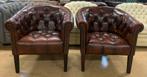 Prachtige Set Chesterfield Fauteuils Bruin., Gebruikt, Ophalen of Verzenden, 75 tot 100 cm, Chesterfield Brand