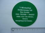 sticker oud DEN DOLDER T Winkeltje hengelsport vissen retro, Verzenden, Zo goed als nieuw, Bedrijf of Vereniging