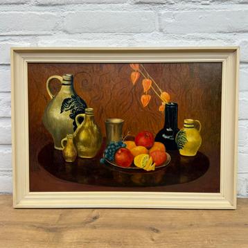 Klassiek olieverf stilleven schilderij - Fruit en kruiken beschikbaar voor biedingen