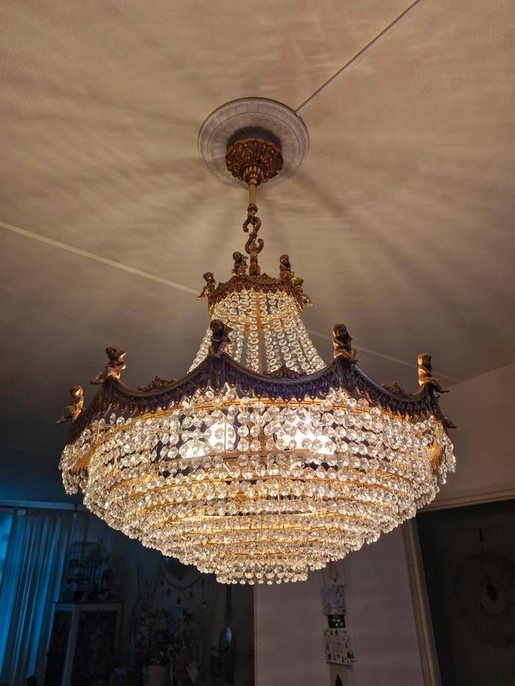 Grote swarovski kristallen cupido engelen kroonluchter, Huis en Inrichting, Lampen | Kroonluchters, Zo goed als nieuw, Ophalen of Verzenden