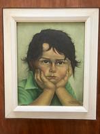 Schilderij olieverf op doek portret meisje, gesign. Roset, Ophalen of Verzenden