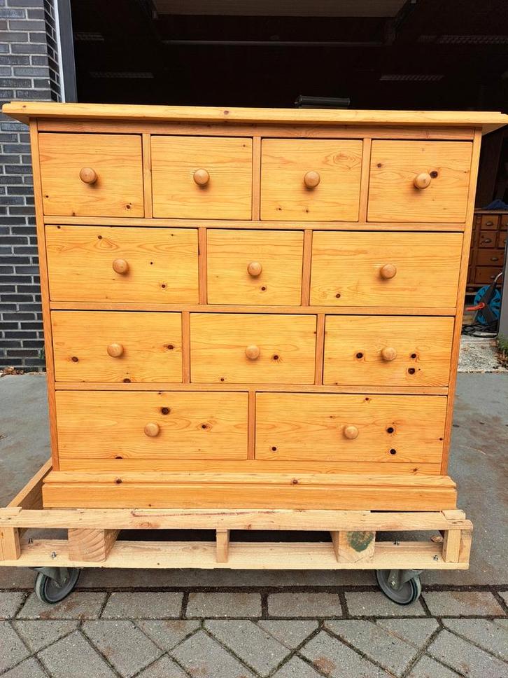 Grenen ladekast 12 lades commode, Huis en Inrichting, Kasten | Ladekasten, Gebruikt, Minder dan 100 cm, 100 tot 150 cm, 50 tot 75 cm
