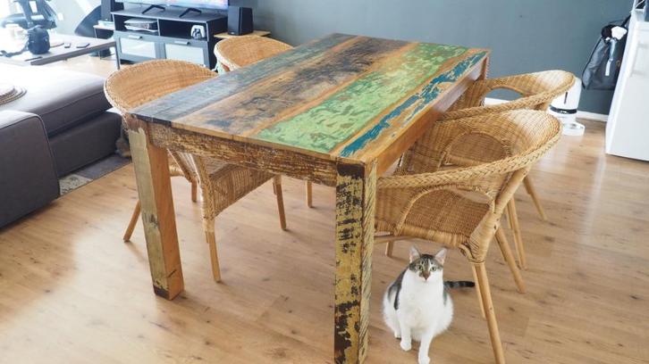 Reclaimed wood dining table, Huis en Inrichting, Tafels | Eettafels, Zo goed als nieuw, 50 tot 100 cm, 150 tot 200 cm, Vijf personen of meer