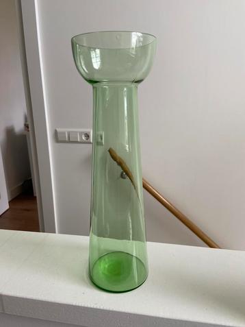 Oude bollenvaas groot 32 cm voor amaryllis bol groen glas beschikbaar voor biedingen