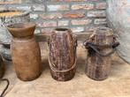 3 oude Nepalese potten, Huis en Inrichting, Woonaccessoires | Vazen, Overige materialen, Gebruikt, Overige kleuren, Ophalen of Verzenden
