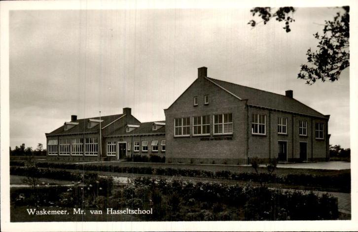 Waskemeer - Mr van Hasseltschool, Verzamelen, Ansichtkaarten | Nederland, Ongelopen, Friesland, 1940 tot 1960, Ophalen of Verzenden