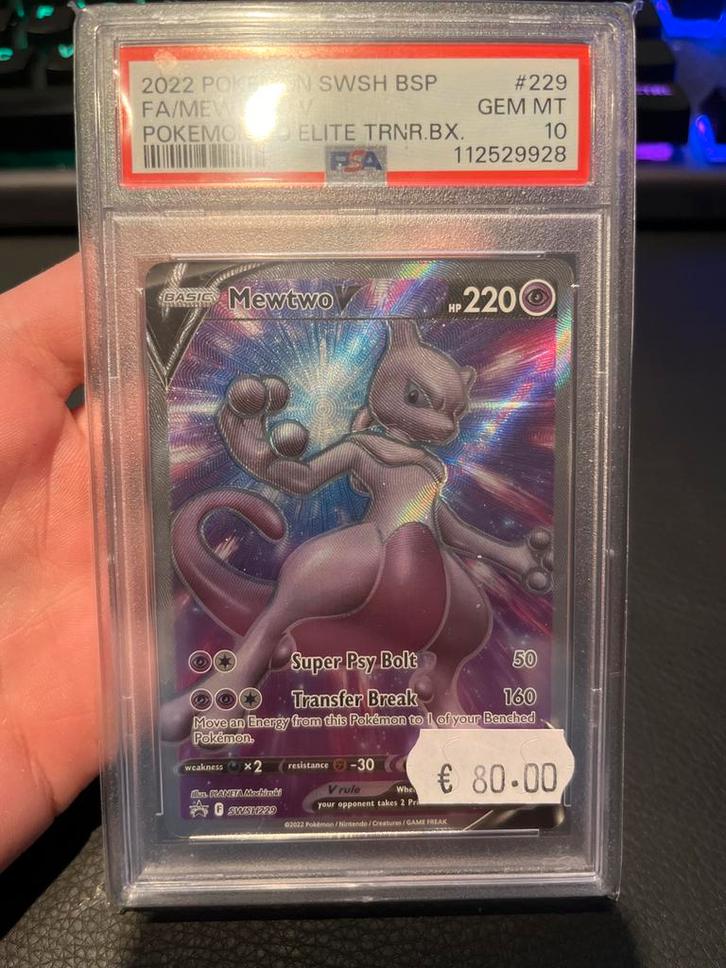 Mewtwo V PSA 10 - Zeldzaam!, Hobby en Vrije tijd, Verzamelkaartspellen | Pokémon, Zo goed als nieuw, Ophalen of Verzenden