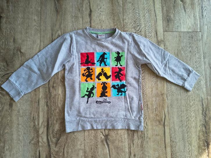 Prachtige grijze Efteling trui met Pardoes, fakir, 116-122., Verzamelen, Efteling, Zo goed als nieuw, Kleding, Ophalen of Verzenden