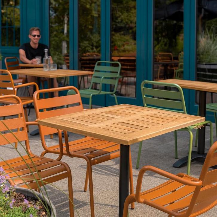 Toscane Teak houten terrasbladen, tafelblad terras hout  402, Huis en Inrichting, Tafels | Eettafels, Nieuw, 50 tot 100 cm, 200 cm of meer