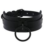 Zwarte halsband met ring / choker dames heren ketting, Verzenden, Nieuw, Zwart