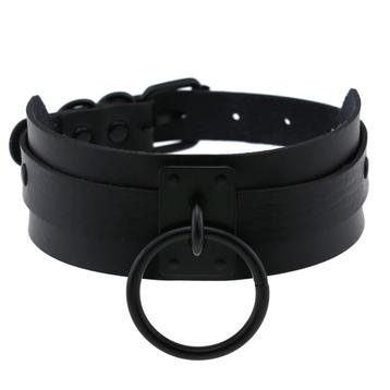 Zwarte halsband met ring / choker dames heren ketting beschikbaar voor biedingen