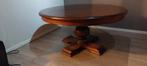 Royale ronde eiken salontafel op degelijke kruispoot, Huis en Inrichting, Tafels | Eettafels, Ophalen, Gebruikt, Rond, 100 tot 150 cm