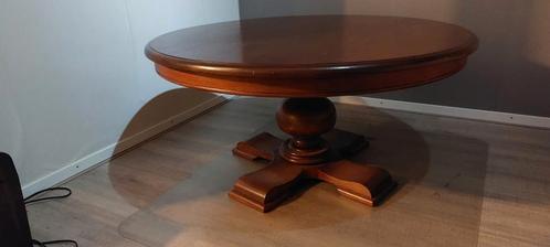 Royale ronde eiken salontafel op degelijke kruispoot, Huis en Inrichting, Tafels | Eettafels, Gebruikt, 100 tot 150 cm, 100 tot 150 cm