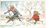 KERST kinderen op slee met hond uit 1962, Verzamelen, Ansichtkaarten | Themakaarten, Verzenden, 1960 tot 1980, Gelopen, Feest(dag)