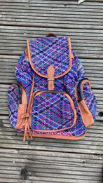 Rugzak Leer + Print Paars/Lila/Blauw, Gebruikt, 25 tot 40 cm, 30 tot 45 cm, Ophalen