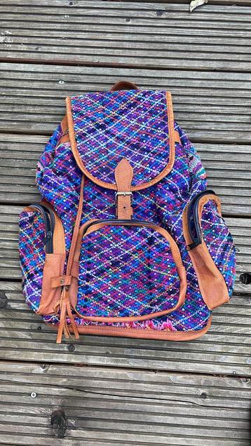 Rugzak Leer + Print Paars/Lila/Blauw beschikbaar voor biedingen