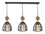 Landelijke hanglamp met 3 lampen, Ophalen, Gebruikt, 50 tot 75 cm, Industrieel