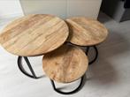 Salontafel set | Mango hout, Huis en Inrichting, Tafels | Salontafels, Ophalen, Rond, 50 tot 100 cm, Minder dan 50 cm